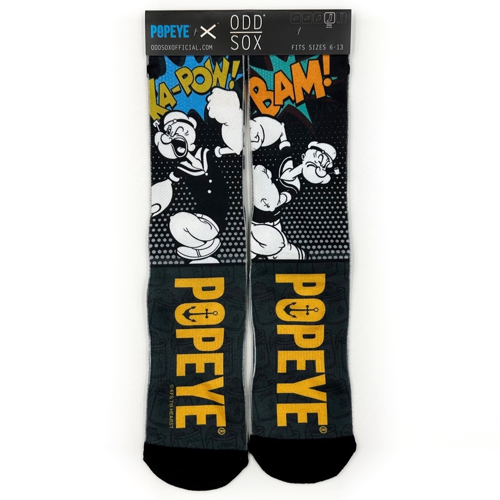 Odd Sox Popeye Crew Socks Mens Womens Retro Classic Cartoon Fun Novelty Gift